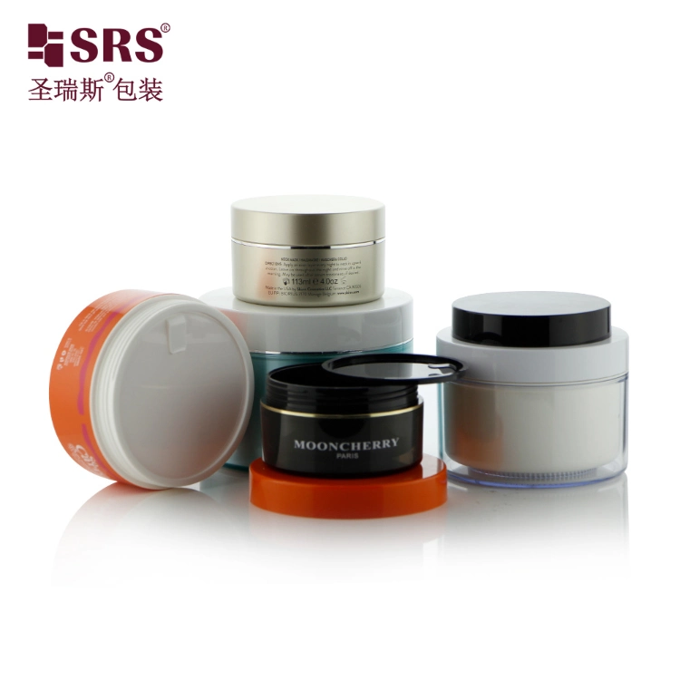 SRS Cosmetic Packaging Eco Friendly 3g 5g 10g 15g 30g 50g 80g 100g 150g Gold Clear AS PETG PET Food Grade Skincare Facemask Cream Nail Hair Plastic Jar