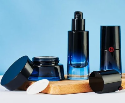 Pot en verre pour crème pour le visage, pot de soins de la peau, récipient en verre en bleu dégradé 20